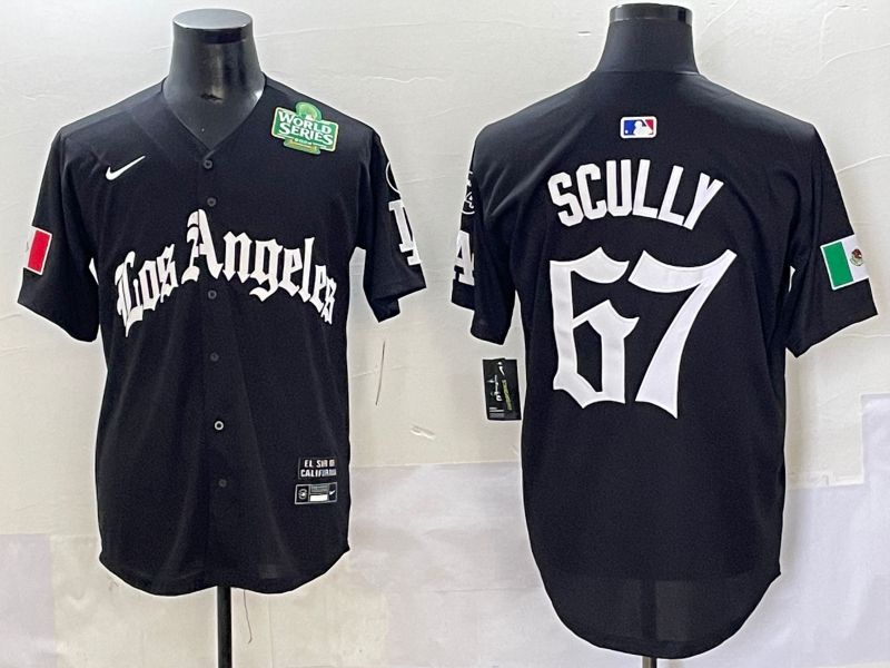 Men 2025 Los Angeles Dodgers #67 Scully Black Five generations Joint Name Nike MLB Jersey style 8->los angeles dodgers->MLB Jersey
